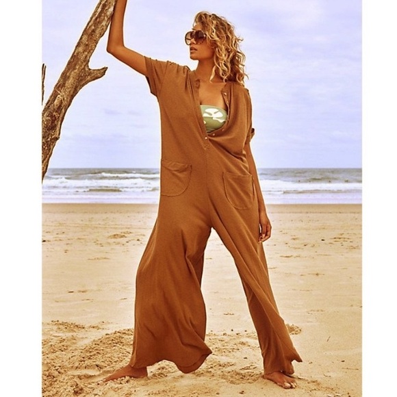 Free People Pants - Free People Beach My Go To Jumper Cotton Oversized Burnt Orange Size Small